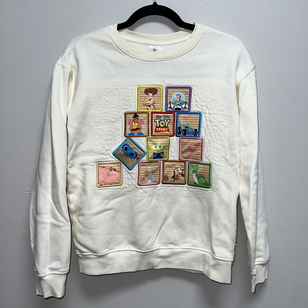 Disney Parks WDW Pixar Toy Story Embroidered Character Blocks Sweatshirt XS